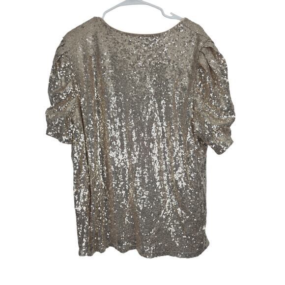 Lane Bryant Gold Sequin Top 22 Womens Plus Size New Years Party Elegant Whimsy - Picture 7 of 7